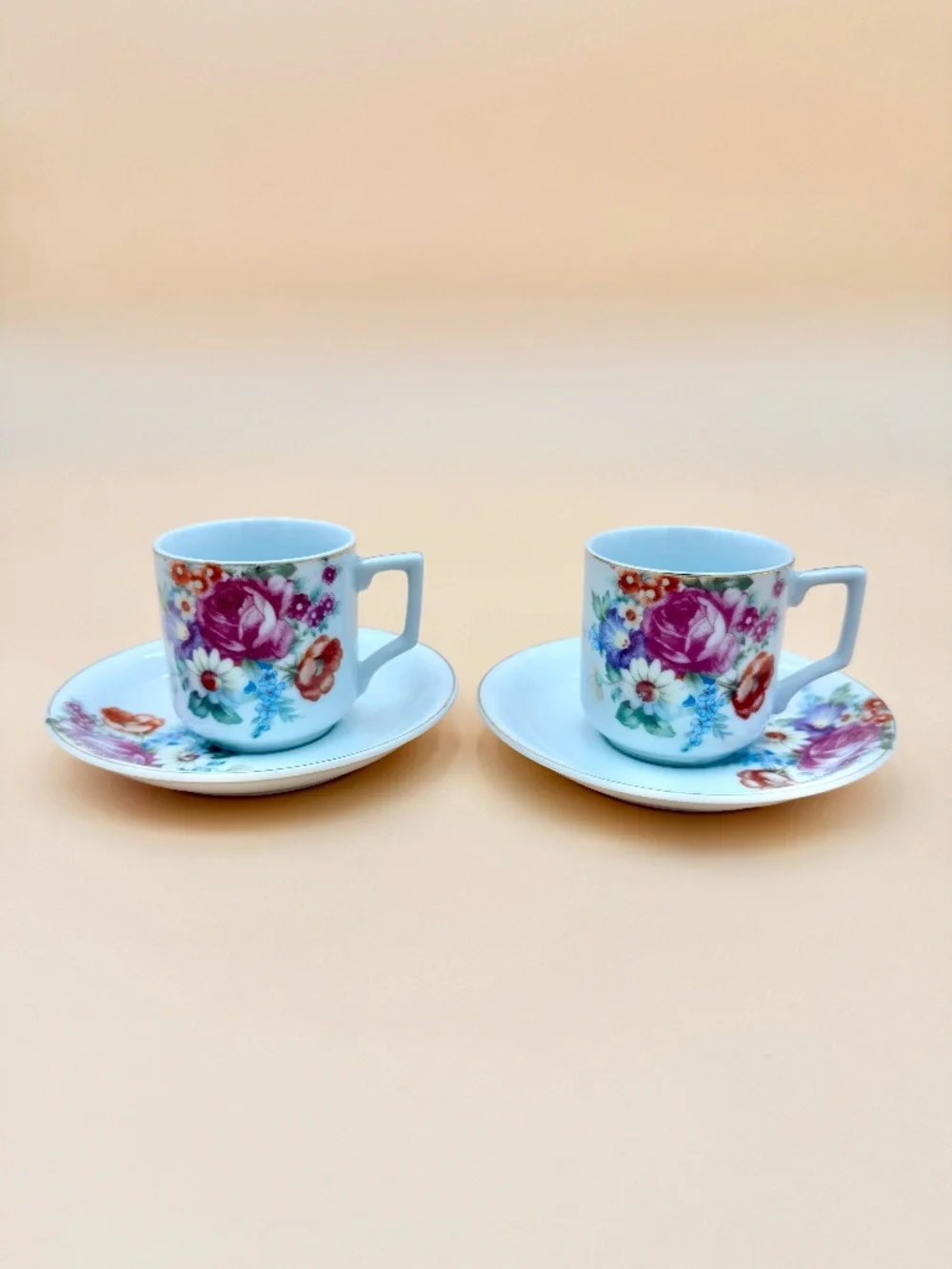 Vintage Made in Occupied Japan Floral Demitasse Tea Cup & Saucer